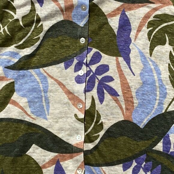 C&C CALIFORNIA 100% LINEN TOP BLOUSE TROPICAL FLORAL PRINT BUTTON UP THE BACK SM - Picture 7 of 8